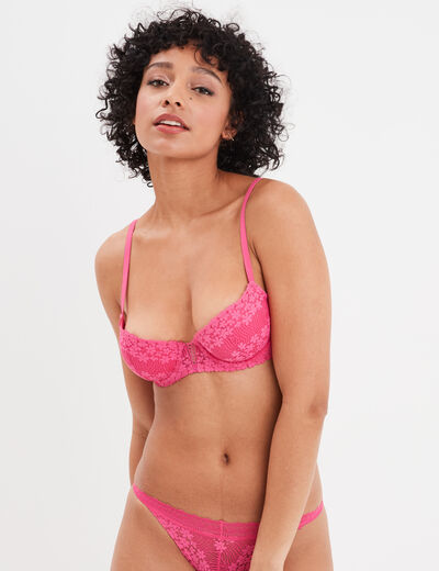 Soutien-gorge corbeille paddé dentelle rose fushia femme