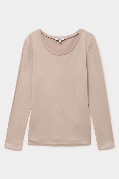 T-shirt thermique manches longues beige femme