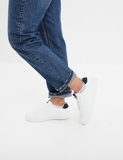 Tennis basses à lacets bout rond bleu marine femme
