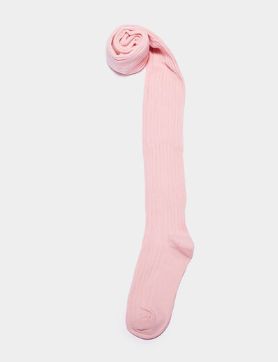 Collant côtelé coton rose fille