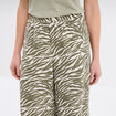 Pantalon large fluide taille élastiquée vert kaki femme