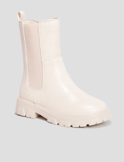 Bottines zippées semelle crantée rose clair fille