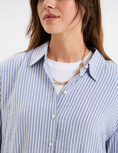 Chemise manches longues bleu marine femme