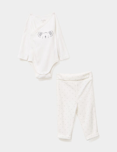 Ensemble 2 pièces coton blanc bébé garçon
