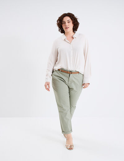 Chemise manches longues beige femme grande taille