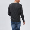 Pull jersey col V m&eacute;lange coton gris fonc&eacute; homme