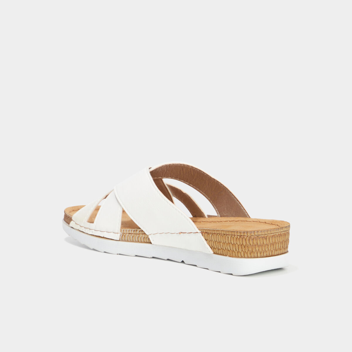 Mules &agrave; talons compens&eacute;s Confortissimo blanc femme