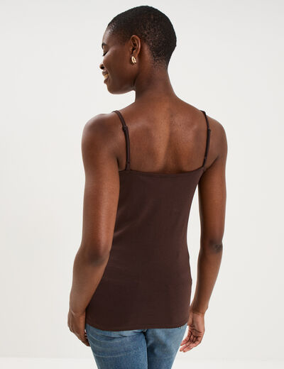 D&eacute;bardeur coton bretelles r&eacute;glables marron fonc&eacute; femme