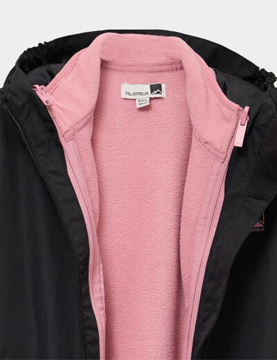 Parka 3-en-1 &agrave; capuche imperm&eacute;able noir fille