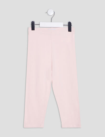Legging 3/4 coton taille élastiquée rose clair fille