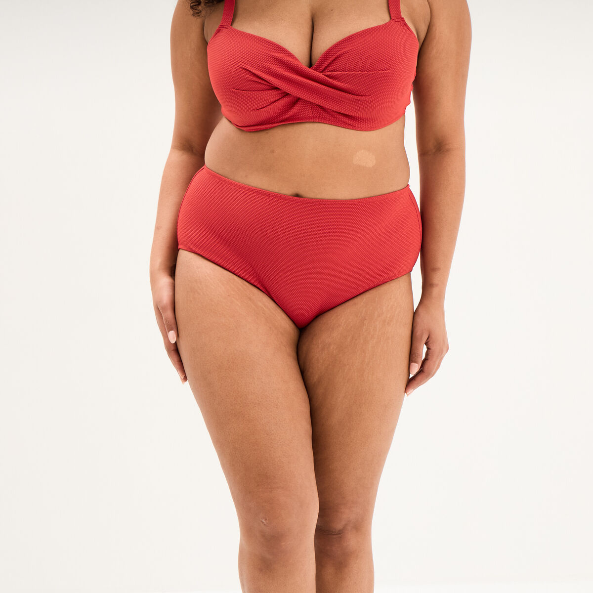 Bas de maillot de bain culotte haute rouge femme grande taille