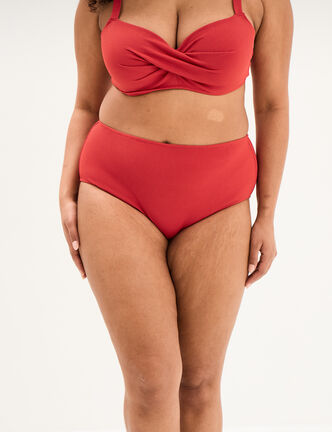 Bas de maillot de bain culotte haute rouge femme grande taille