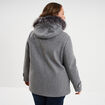 Manteau zipp&eacute; &agrave; capuche fausse fourrure gris femme grande taille