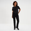 T-shirt &agrave; strass manches courtes coton noir femme