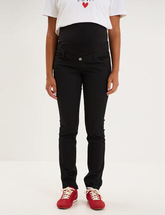 Pantalon slim grossesse avec bandeau noir femme maternit&eacute;