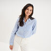 Chemise manches ajustables 1 poche coton bleu ciel femme