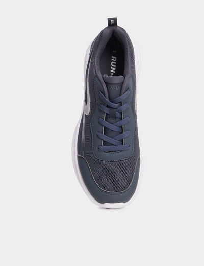 Baskets running &agrave; lacets bleu fonc&eacute; homme