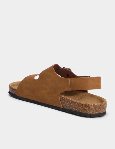 Sandales plates avec boucles marron cognac homme