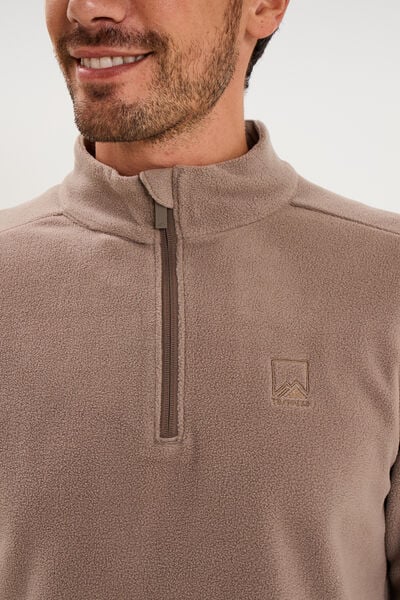 Sweat polaire col camionneur gris homme
