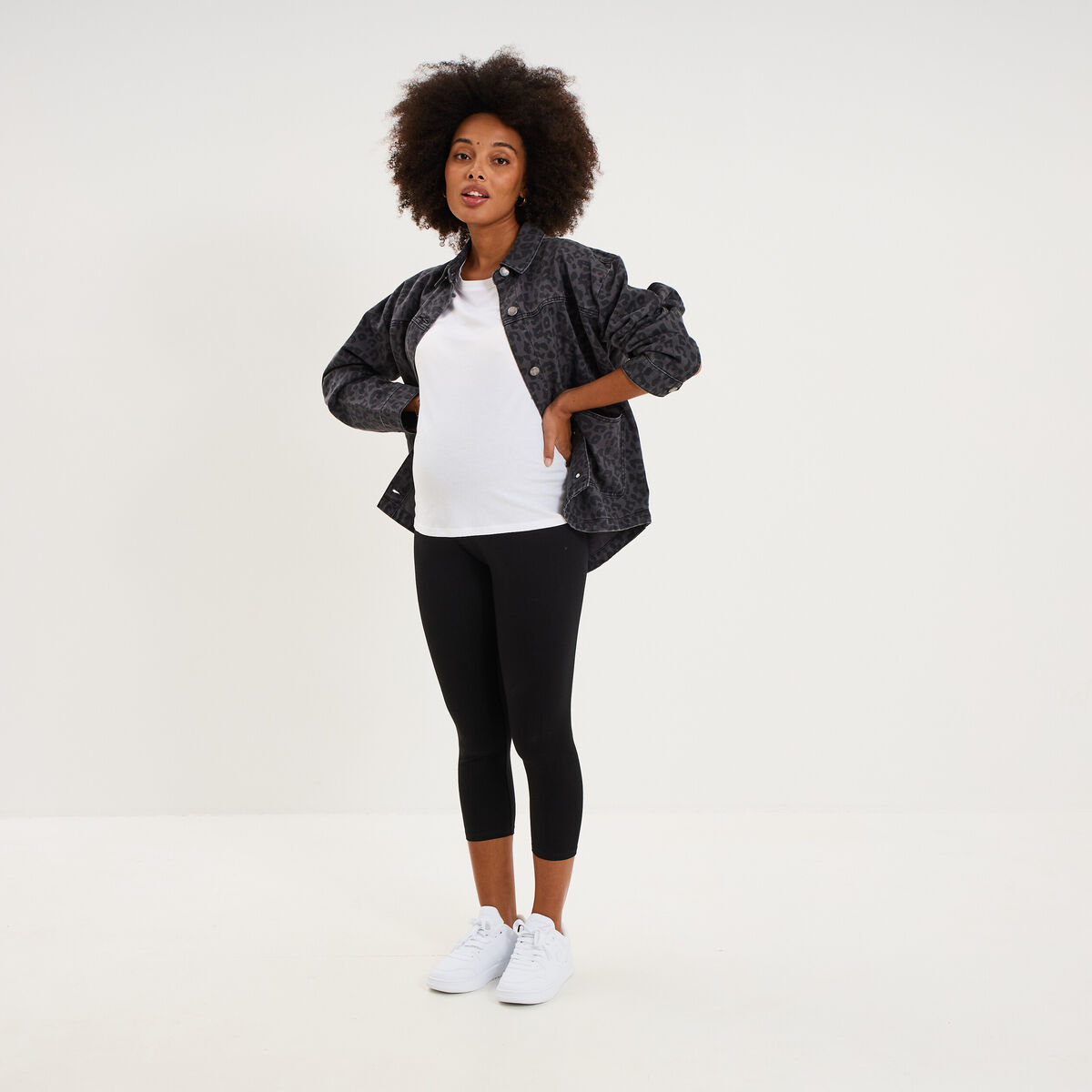 Legging 7/8&egrave;me grossesse noir femme maternit&eacute;