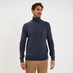 Pull col roul&eacute; manches longues bleu marine homme