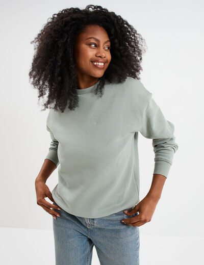 Sweat col rond manches longues vert pastel femme