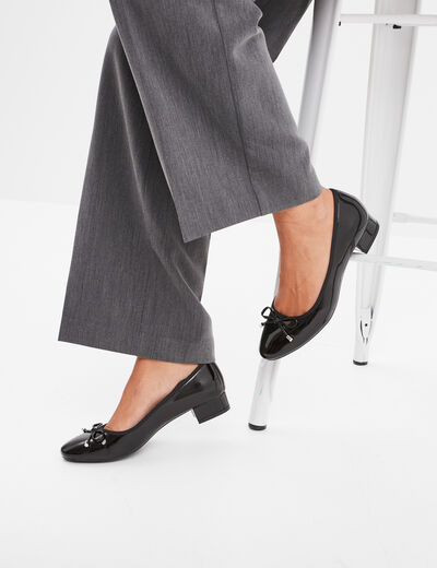 Ballerines à talons vernies noir femme