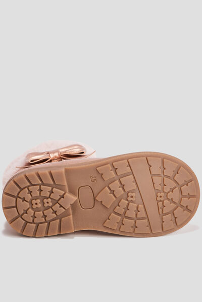 Bottines aspect métallisé rose champagne fille