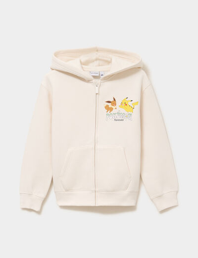 Sweat zipp&eacute; &agrave; capuche Pok&eacute;mon ivoire fille