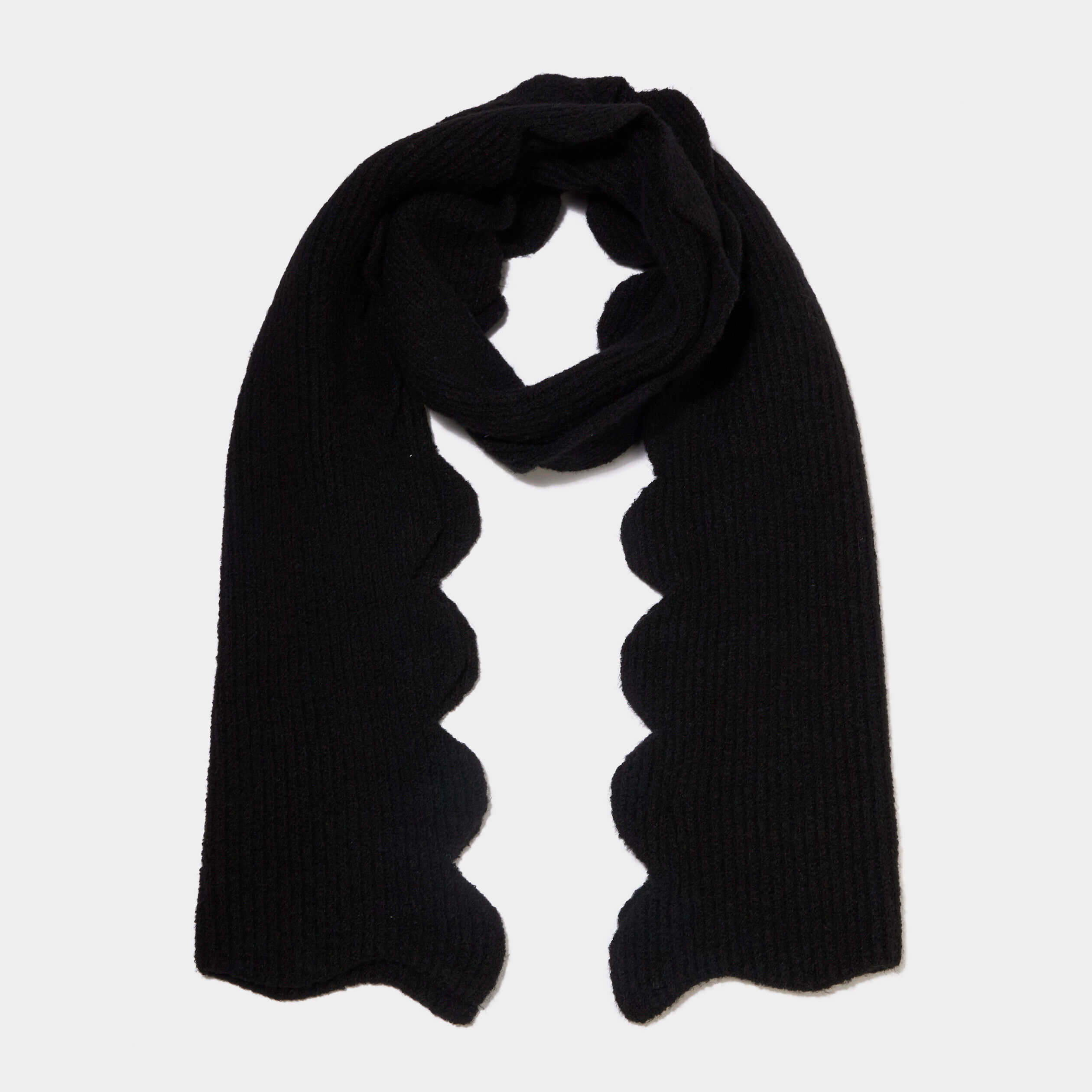 Écharpe à bord festonné noir femme LH