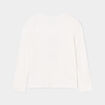 T-shirt col rond manches longues coton ivoire fille