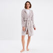 Peignoir long effet polaire à capuche gris femme