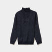 Pull avec col camionneur c&ocirc;tel&eacute; bleu fonc&eacute; homme