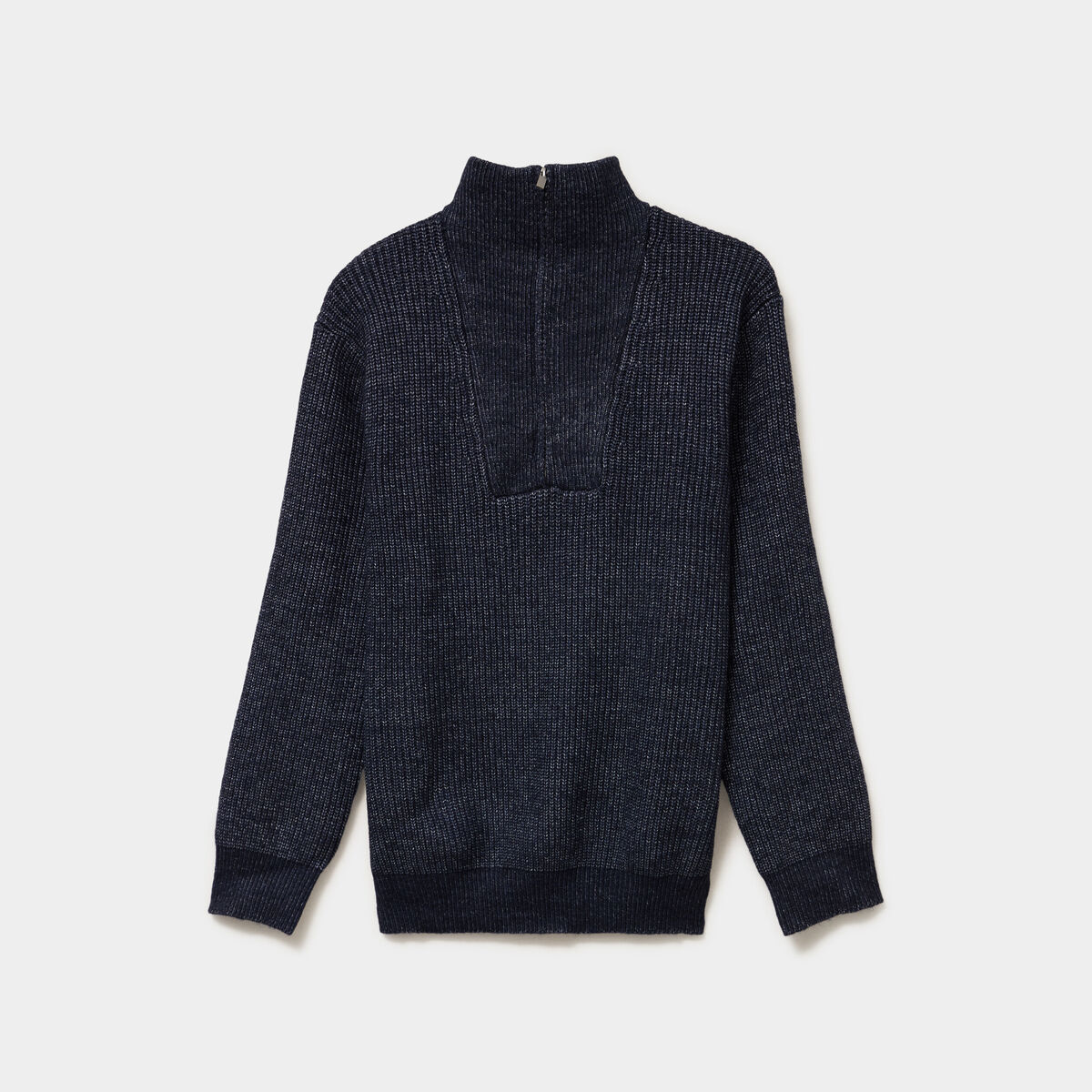 Pull avec col camionneur c&ocirc;tel&eacute; bleu fonc&eacute; homme