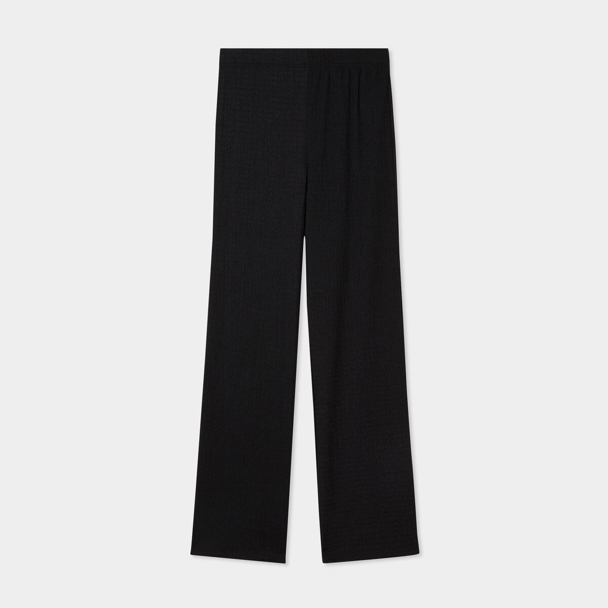 Pantalon effet gaufré taille élastiquée noir femme