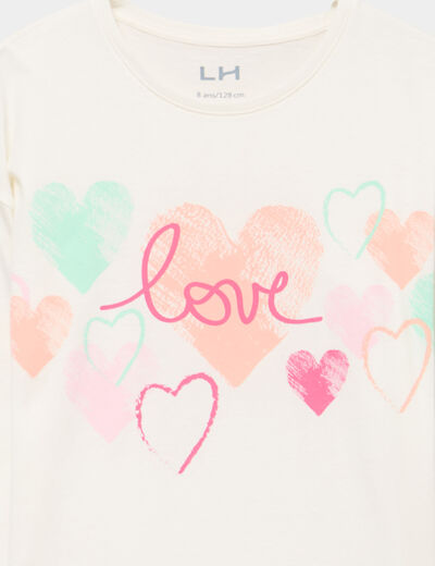 T-shirt manches longues coton ivoire fille