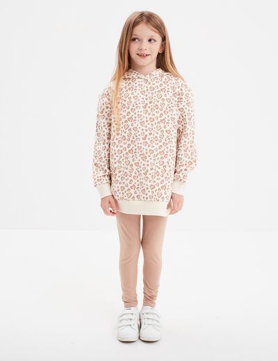 Ensemble sweat long et legging beige fille