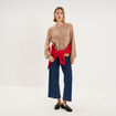 Gilet cardigan col rond boutonn&eacute; beige femme