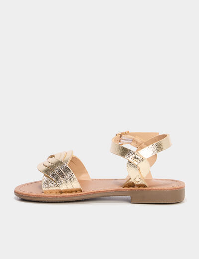 Sandales plates jaune or fille
