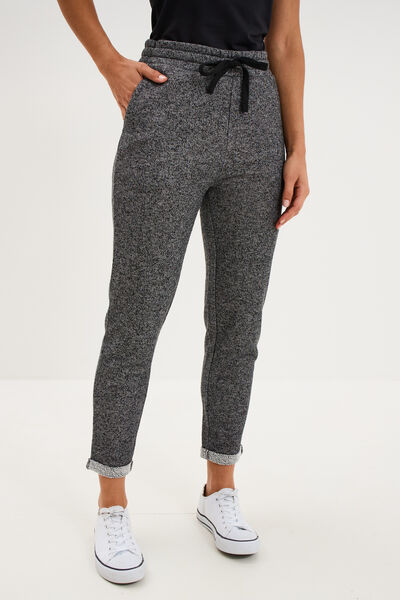 Pantalon jogging taille haute gris femme
