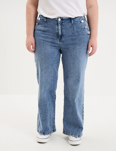 Jean large 7/8&egrave;me &agrave; pont denim triple stone femme grande taille
