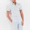Chemise droite manches courtes coton blanc homme