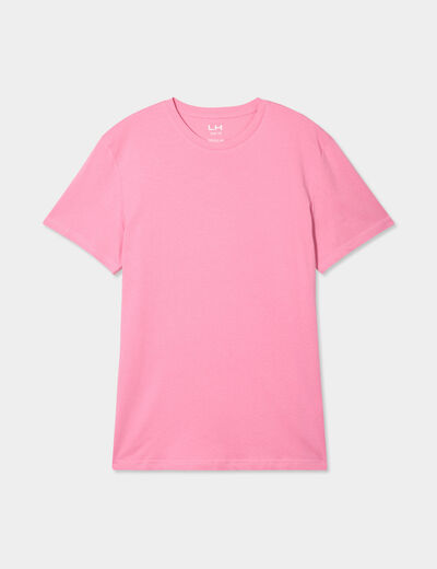 T-shirt droit en coton manches courtes rose homme