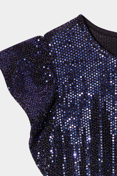Robe à sequins et volants Liberto bleu marine fille