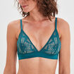 Soutien-gorge triangle en dentelle bleu canard femme