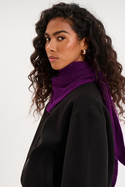 &Eacute;charpe triangulaire en maille douce violet fonc&eacute; femme