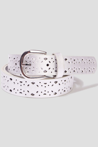 Ceinture perforée gris argent femme