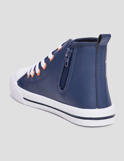 Baskets montantes zippées Naruto bleu marine garçon