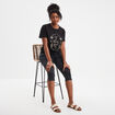 Pantacourt slim détails zippés Liberto noir femme