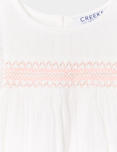 Ensemble robe et culotte gaze de coton blanc bébé fille